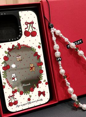 C家红色波点樱桃西高地狗适用iphone16手机壳15promax苹果14pro镜面MagSafe磁吸13日韩12甜美少女11plus