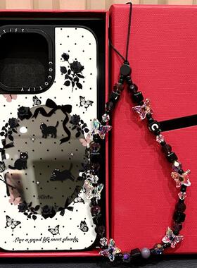 C家磁吸MagSafe黑色玫瑰花猫咪适用iphone16手机壳15promax苹果14pro镜面保护套13日韩ins甜酷少女12软