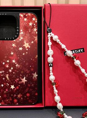 C家磁吸MagSafe高级感新年红色闪粉星星适用苹果16promax17手机壳iphone15pro高端轻奢14plus13甜酷少女12