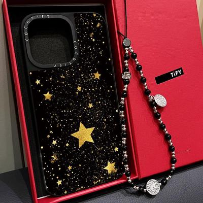 C家暗黑系金色星星月亮适用17iphone16promax手机壳15pro苹果14磁吸MagSafe粉色闪粉星星13甜酷少女12奢华11