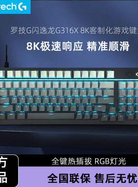 罗技G316X有线客制化热插拔电竞机械键盘游戏RGB自定义灯光极昼