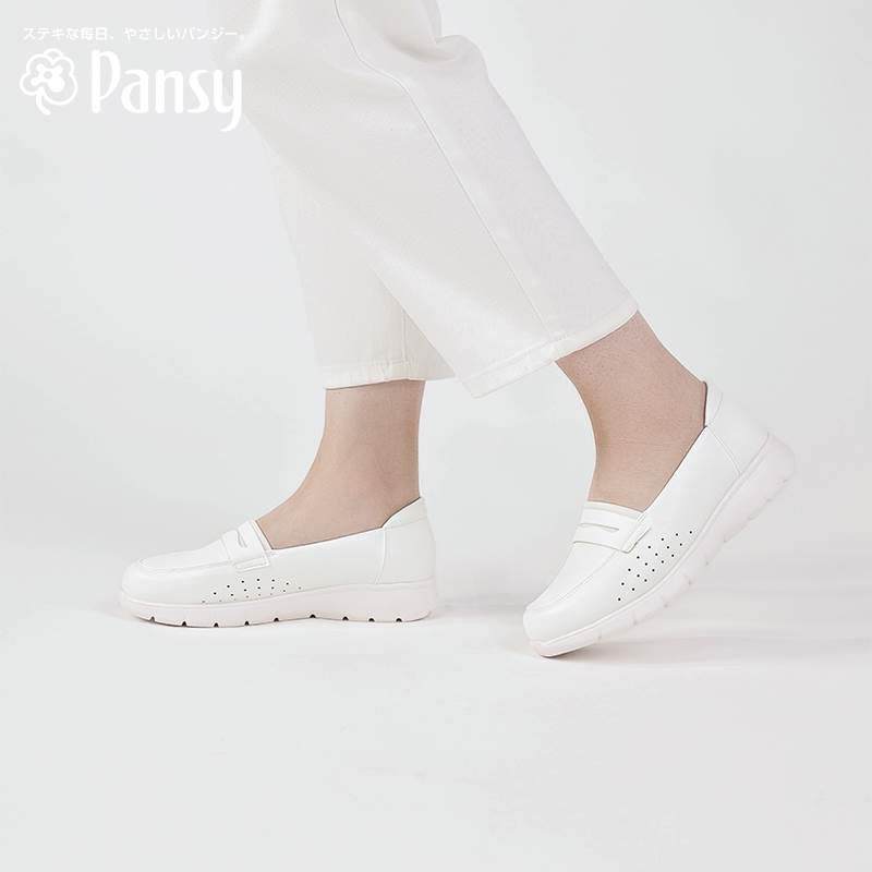 Pansy日本小白鞋护士鞋软底透气平底不累脚防臭防滑夏季透舒适鞋