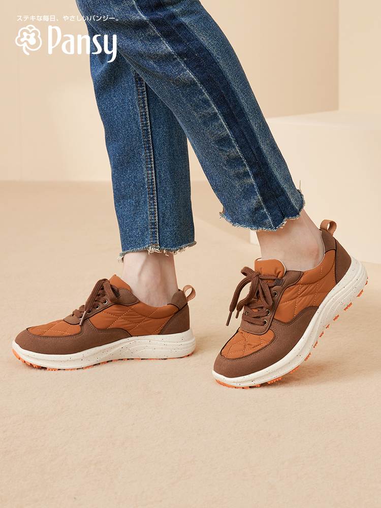 Pansy日本女鞋休闲百搭厚底防滑鞋轻便舒适鞋女士秋冬款410舒适鞋