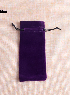 紫色口红袋绒布束口袋珠宝首饰袋打火机袋拉绳布袋笔袋6x15cm