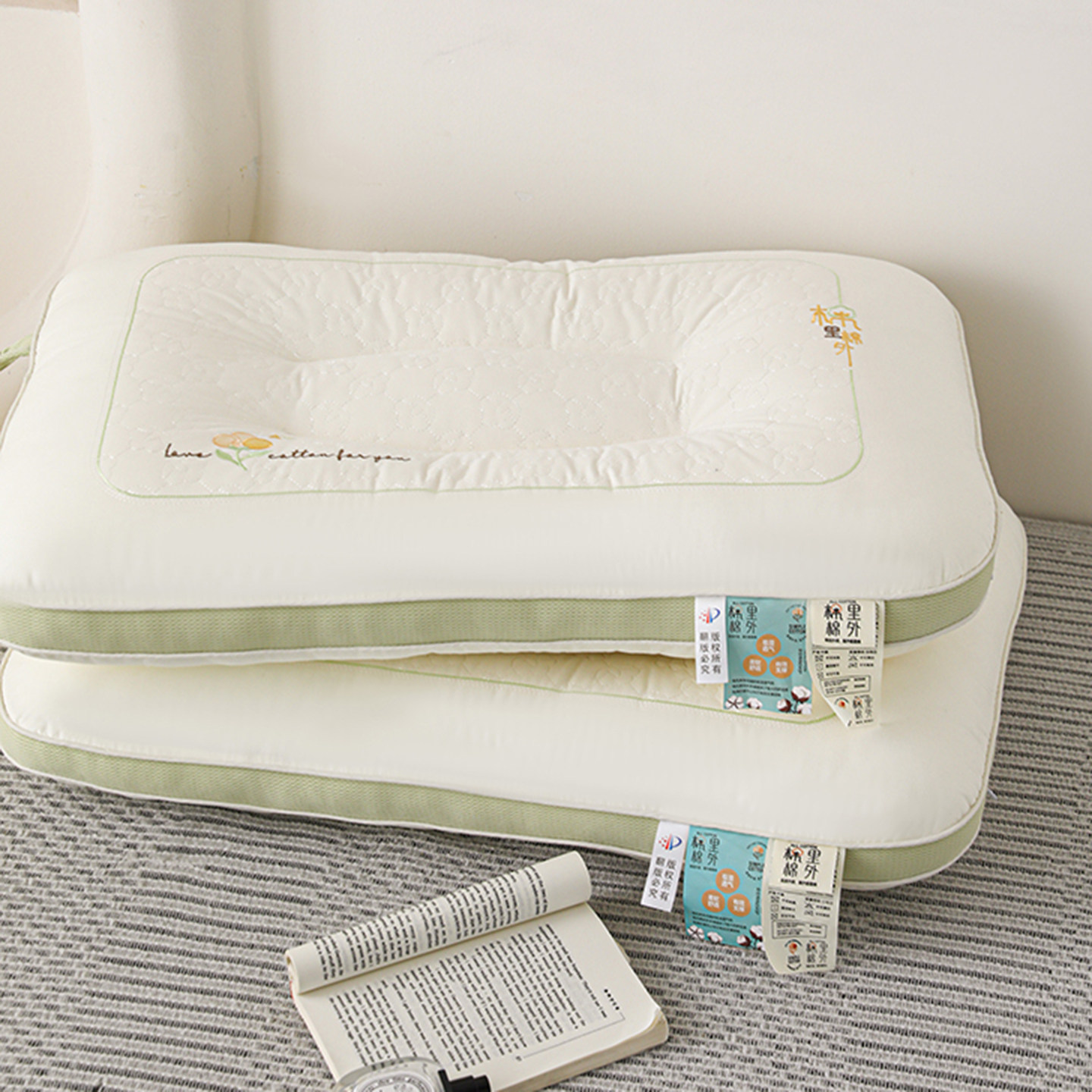 全棉婴幼儿低枕儿童护颈枕学生枕