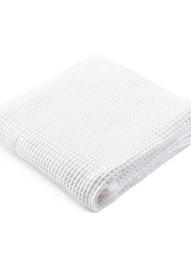 无印全棉白色纯色华夫格毛巾纯棉蜂窝纹薄型简约良品手巾面巾浴巾