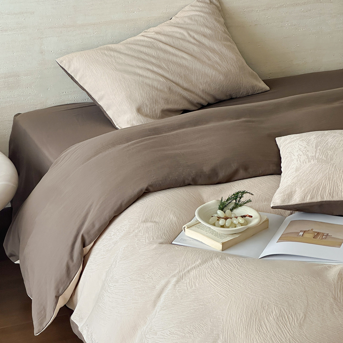 现代样板房全棉四件套棉纯色床单