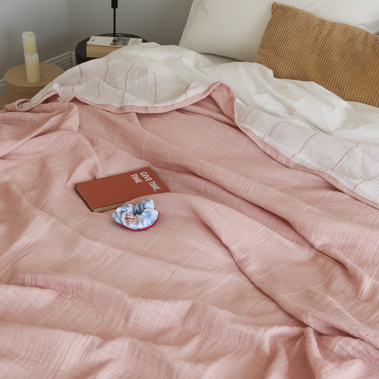 夏季日式纯棉色织三层纱布夏凉被