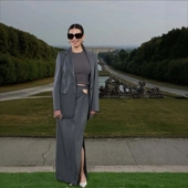 气质灰色羊毛西装 套裙2025新款 女经典 高端定制时尚 上衣 开叉半裙