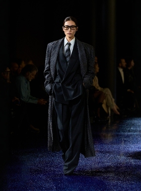 高端定制刘雯同款廓形黑色纯羊毛西装外套阔腿裤长裤职业西服套装