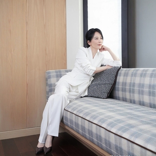 绑带系腰上衣阔腿长裤 套装 通勤女 白色时尚 初茵高端定制俞飞鸿同款