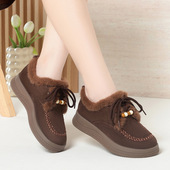 进口一件磨砂毛毛鞋 松糕厚底女鞋 舒适软底雪地棉鞋 加绒鞋