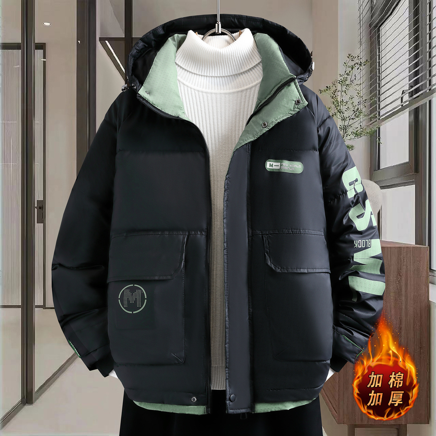 明星同款季青少年羽绒棉服男初中高中学生加厚棉衣外套大童男装帅