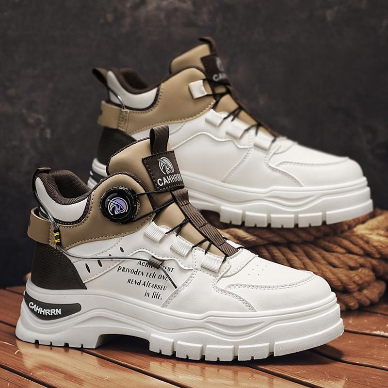 欧洲站款板鞋中帮旋转扣运动国潮马丁靴男鞋