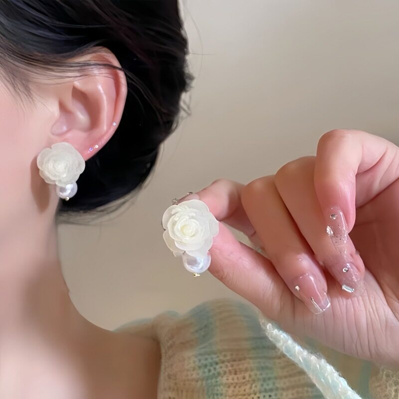 德国法式复古少女耳钉气质甜美粉色小众设计感耳环女时尚气质百搭
