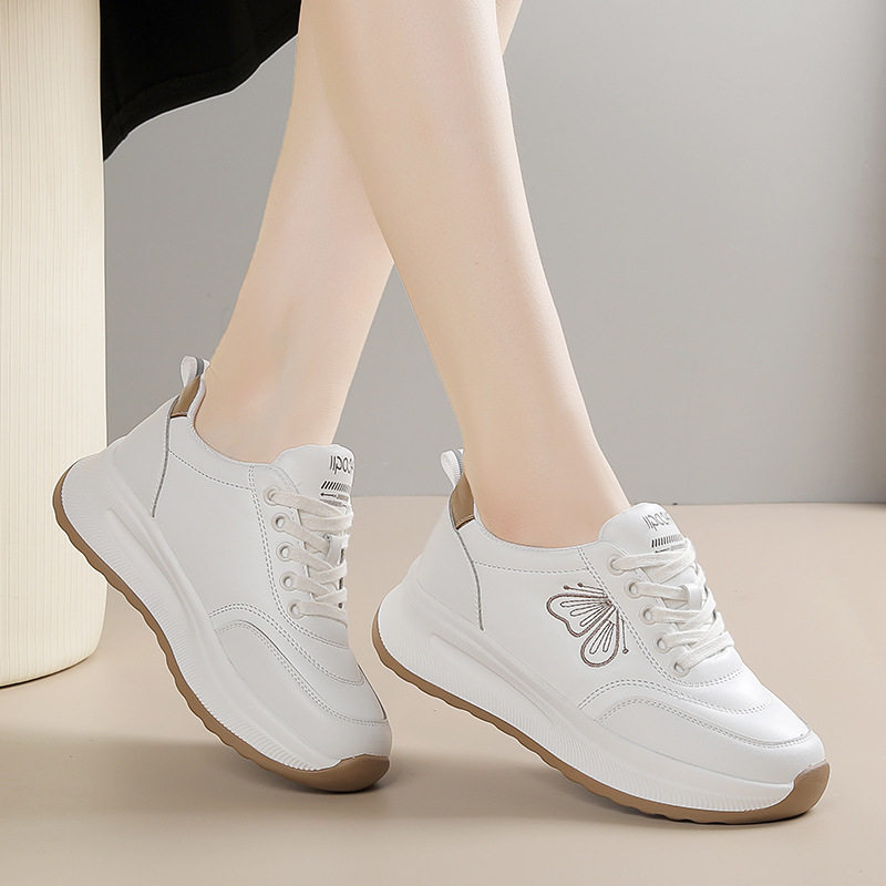 进口厚底轻便妈妈鞋运动休闲单鞋软皮小白鞋女款百搭女鞋一件