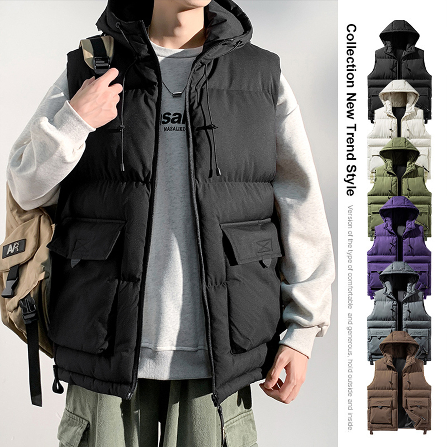 大牌高端青少年羽绒棉马甲男初中高中学生保暖坎肩背心大童装外套