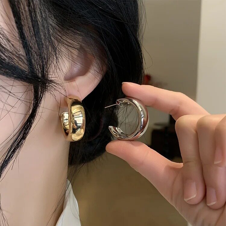 撤柜欧美气质个性C形圆圈耳环爆款高级感轻奢耳圈女复古港风耳饰