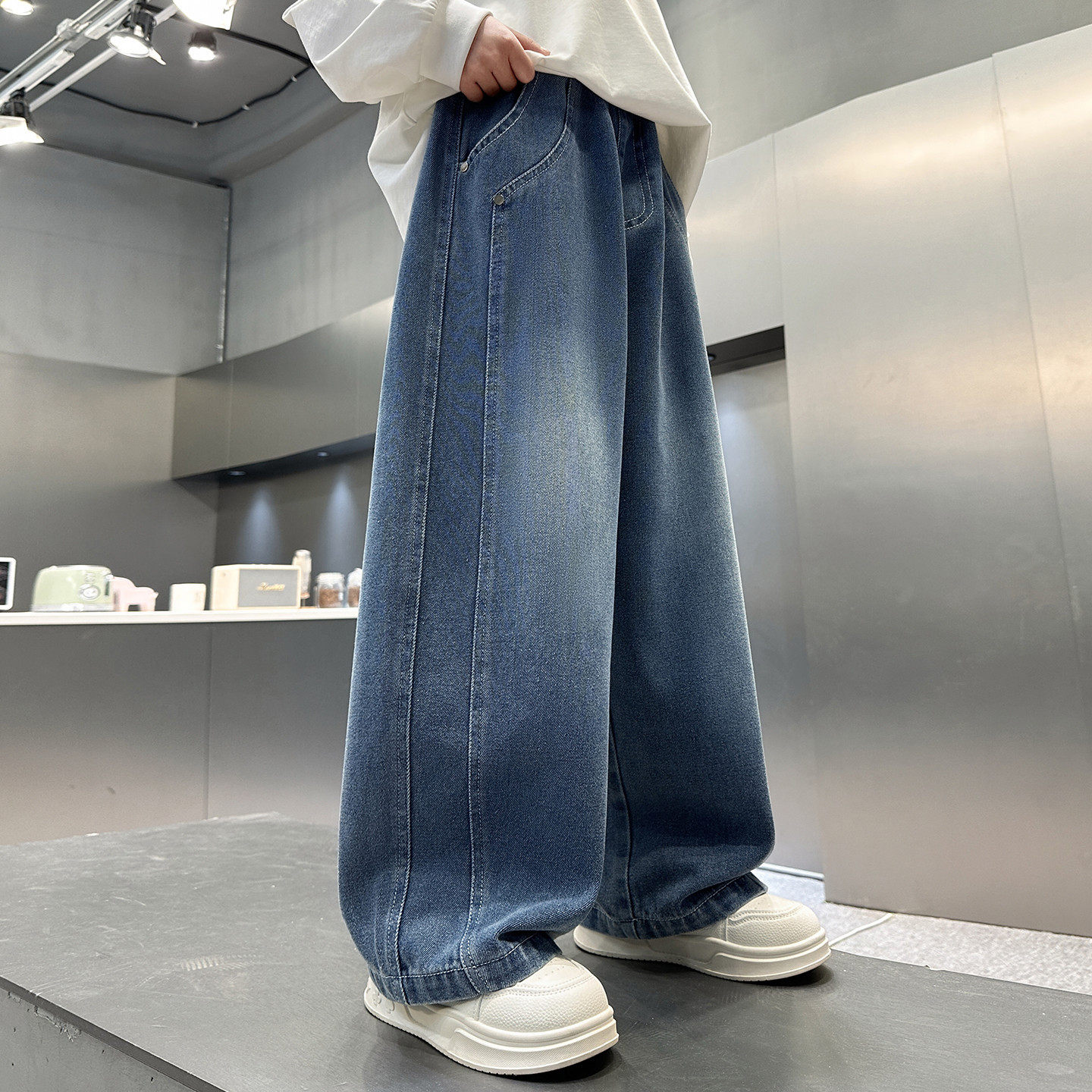 进口男童款裤子新款中大童装男孩季休闲儿童牛仔裤痞帅风