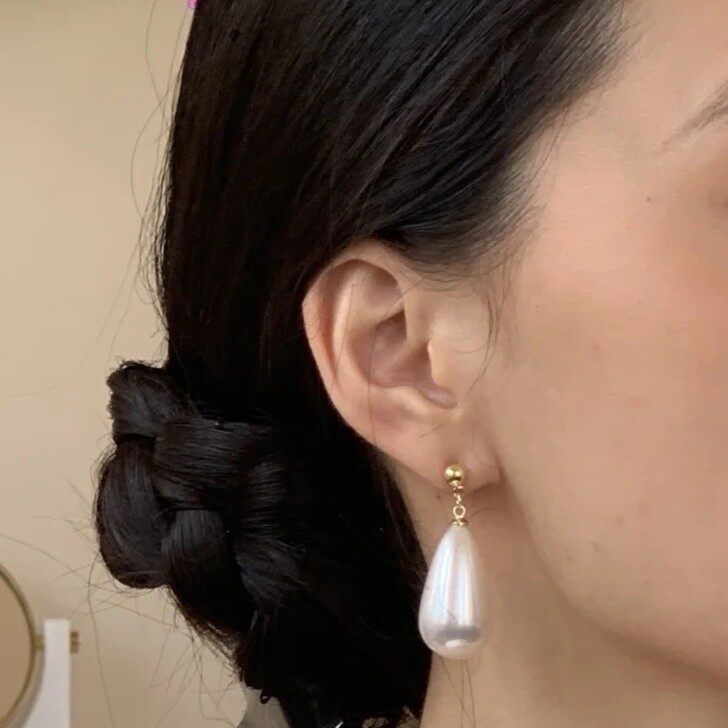 撤柜法式复古水滴珍珠耳钉女气质优雅耳环高级感耳饰水滴珍珠耳坠