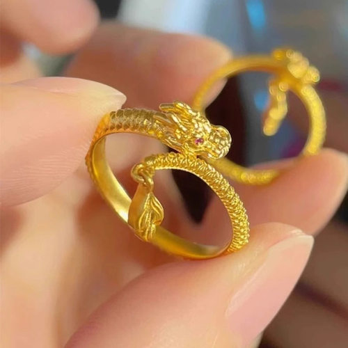 撤柜神龙摆尾本命年戒指女小众设计高级独特食指戒新款时尚个性开