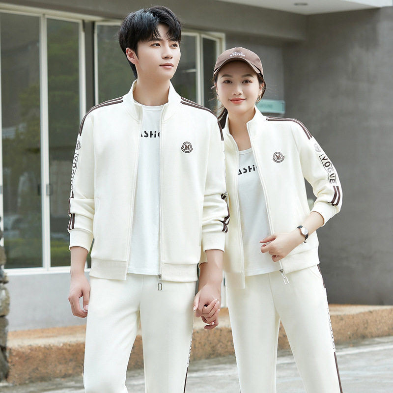 进口运动服套装女新款时尚休闲卫衣男士跑步情侣三件套