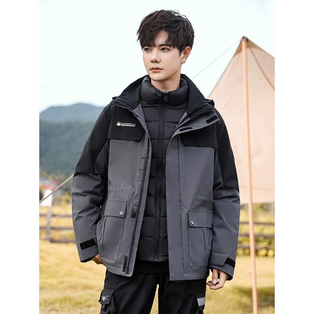 大牌高端三合一拼接羽绒服男女同款季内胆可拆单穿青少年中学生保