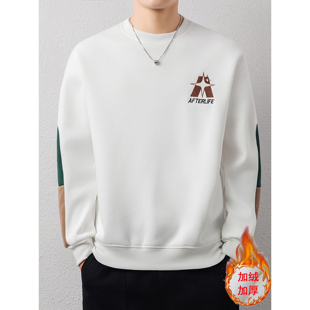 大牌高端卫衣男士拼接潮流长袖Tt恤季帅气青年宽松加绒加厚刺绣棉