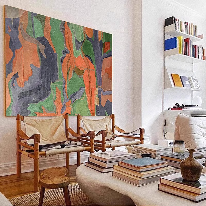 流行新款法式中国风后现代艺术抽象画客厅巨幅创意装饰画玄关无框