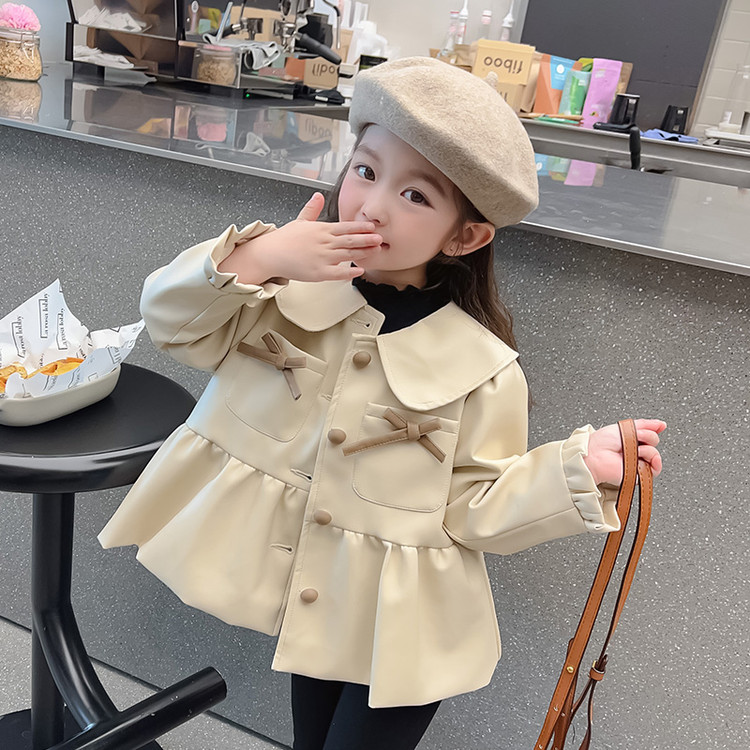 女童春秋外套2025新款女宝宝秋季风衣小女孩洋气上衣儿童夹克皮衣