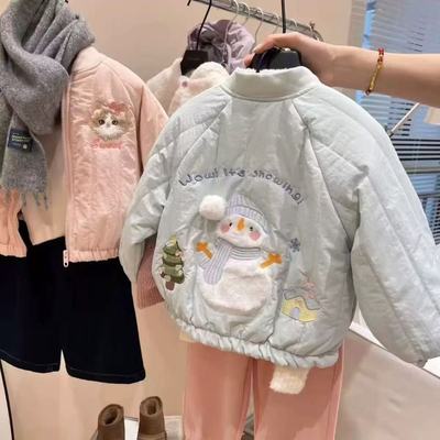 女童外套2025新款秋冬季棉衣女宝宝洋气夹棉上衣儿童冬装加厚棉服