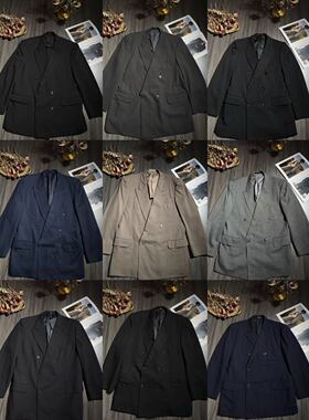 古着复古vintage中古港风文艺男女戗驳领宽松黑色羊毛西装外套15