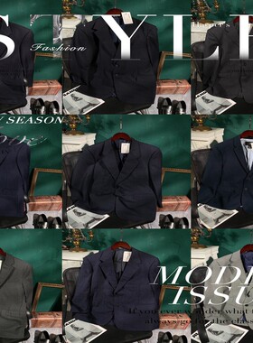 古着复古vintage中古港风文艺男女小金扣宽松黑色羊毛西装外套