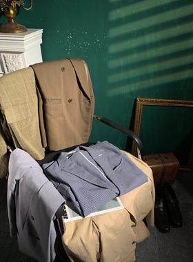 古着复古vintage中古港风文艺男女小金扣黑色大码羊毛西装外套 2