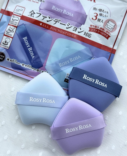 日本rosyrosa2026新品多边形气垫粉扑高密度干湿两用 3枚装