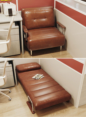 折叠床沙发床单人床办公室两用午休床午睡床双人油蜡皮家用陪护床
