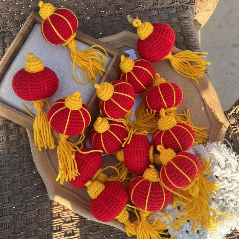 新年款大红灯笼毛线钩织挂饰钥匙扣包挂件可爱喜庆车挂创意玩偶,节庆用品/礼品,创意玩偶,淘宝优惠券,粉丝福利购,淘宝优惠卷