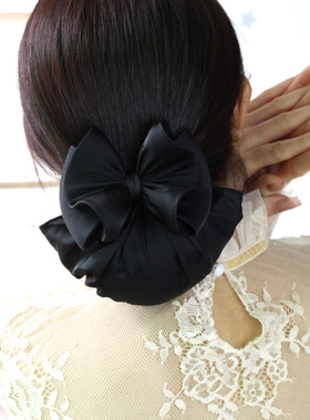 简约荷叶边盘头发网兜空姐职业女头花空乘护士碎发短发发夹布兜