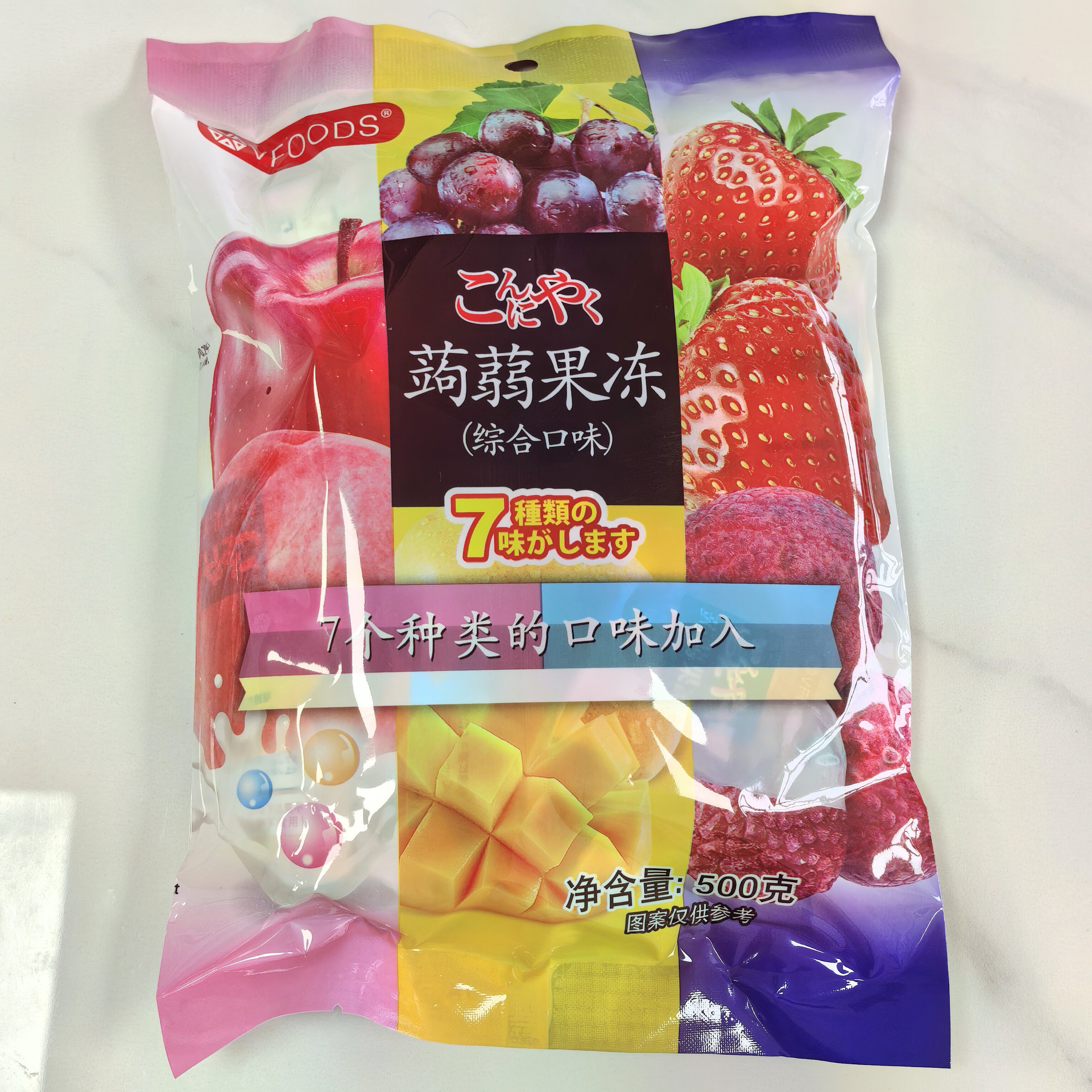 进口零食VFOODS蒟蒻果冻水果味布町综合口味500g儿童宝宝独立包装