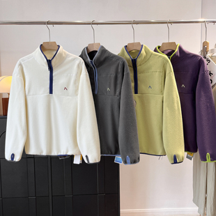 渠道好货！男女情侣款秋冬户外立领半拉链保暖双面摇粒绒卫衣外套