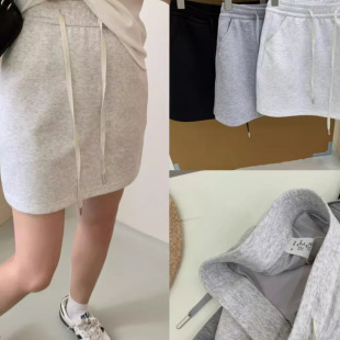 LU家同款 显瘦松紧高腰系带防走光运动休闲半身裙短裙女 韩系修身