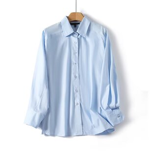 衬衫 极简风气质宽松显瘦百搭纯棉长袖 上衣女 木巨650 戏班牙糕端