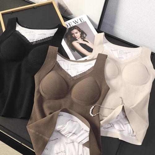 自留款！100羊毛贴片！带胸垫免穿文胸内衣保暖背心打底衫女秋冬