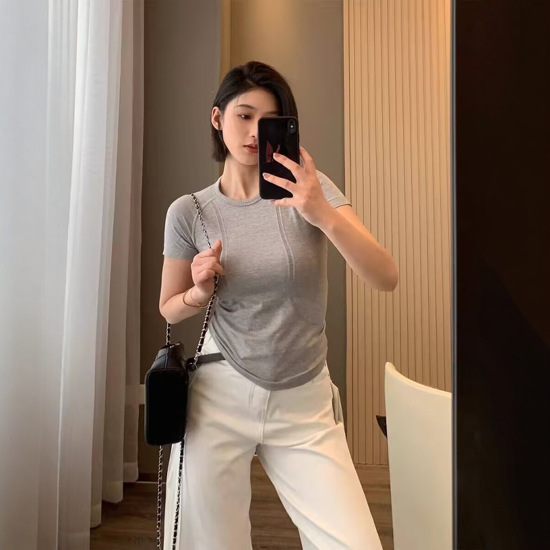 LU系同款！修身百搭显瘦瑜伽服短袖圆领速干透气跑步T恤上衣女夏