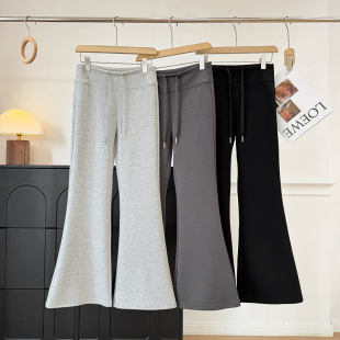 抽绳松紧腰显瘦垂感微喇裤 卫裤 窄版 运动休闲裤 女春 阔腿裤 LU同款