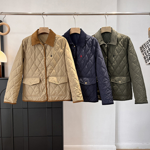 轻奢糕端 老钱风刺绣菱格棉服灯芯绒翻领轻薄夹克棉衣外套女秋冬