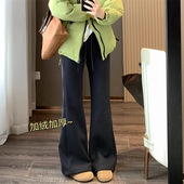 瑜伽裤 LU系风格 保暖奥利绒微喇加绒松紧高腰弹力休闲卫裤 女秋冬