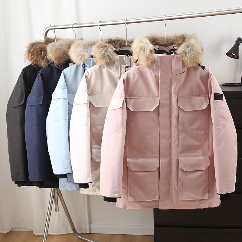 渠道牛货！情侣户外极寒加厚保暖白鸭绒大毛领工装派克羽绒服外套