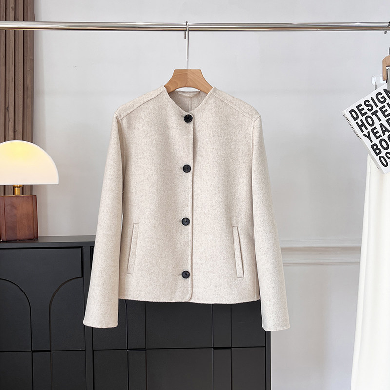 北欧C！木巨1300+标准版型飞行员双面羊毛混纺单排扣毛呢夹克外套