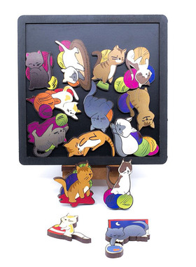 Entretentemente猫咪拼图木质手绘图益智玩具烧脑礼物Cats Puzzle